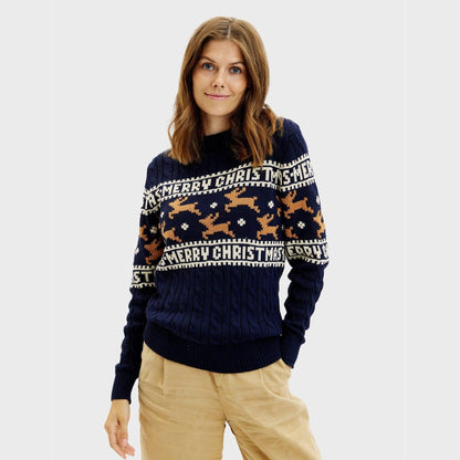 The Elegant Christmas Sweater Blue Women's