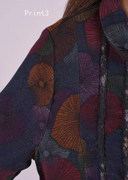 Print Peter Pan Collar Patchwork Cotton Shirts Dresses Fall