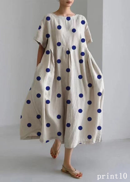 Flower Print11 Cotton Dresses Pockets Patchwork Spring