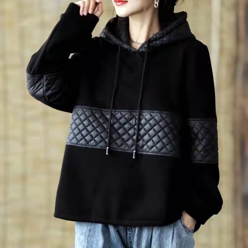 Diy Black Clothes for Hooded Patchwork Midi Spring Blouse