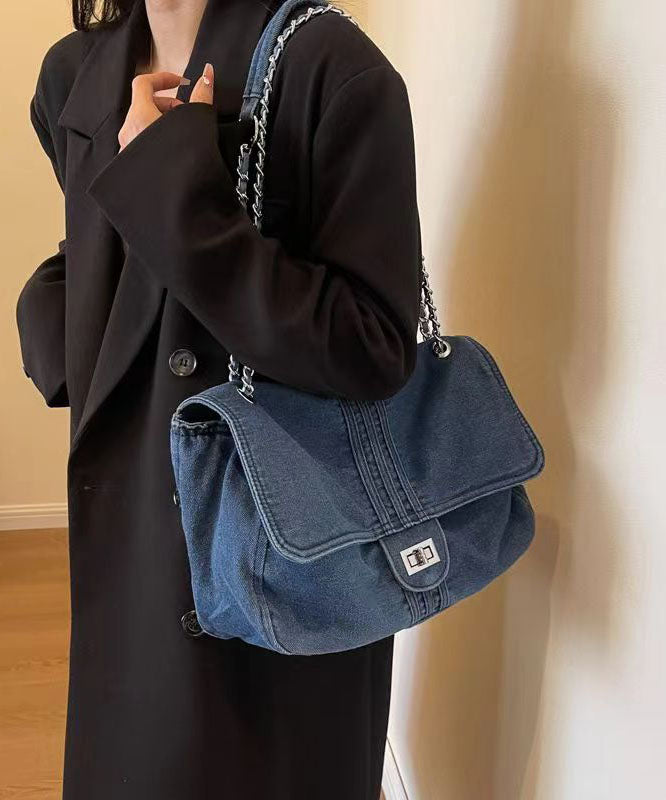 New Light Blue Large Capacity Chain Denim Shoulder Bag