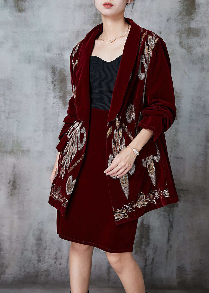 Mulberry Patchwork Silk Velour Two Piece Set Clothing Sequins Spring