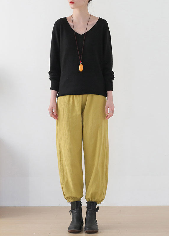 Ginger Elastic Waist Pockets Linen Harem Pants Summer