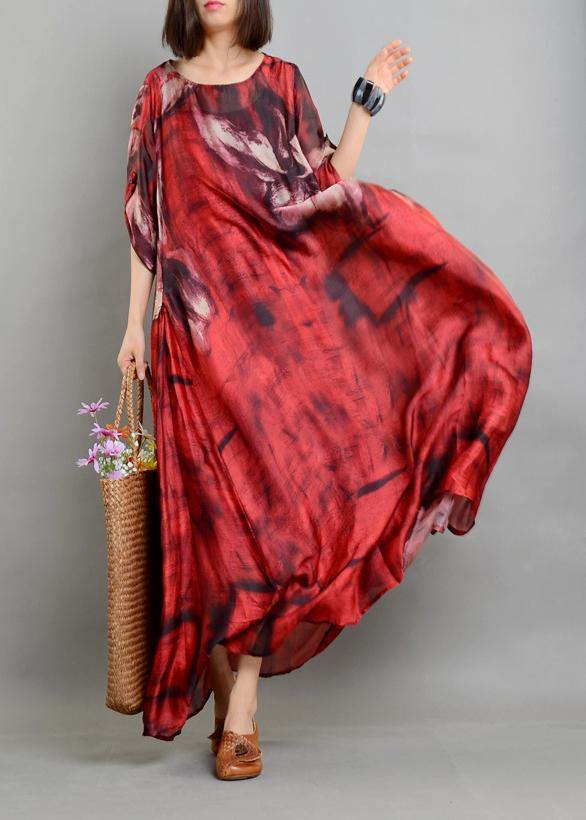 Red Print Asymmetrical Design Two Pieces Set