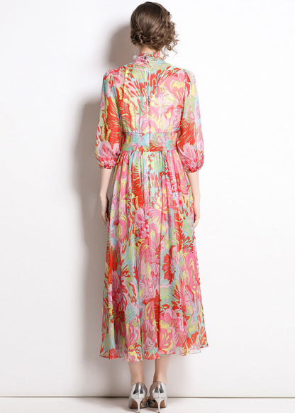 Red Lace Up Exra Large Hem Chiffon Beach Dresses Half Sleeve