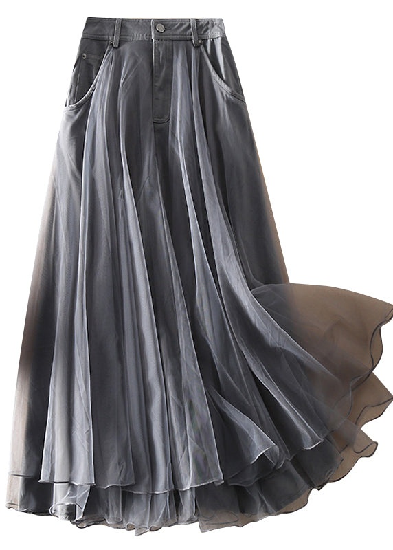 Natural Print2 High Waist Patchwork Tulle Skirts Spring