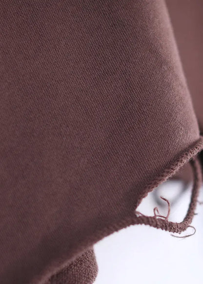 Chocolate O-neck Side Open Sweatshirt Fall