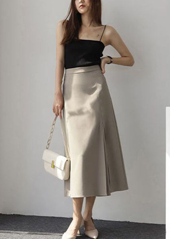 Brown Wrinkled High Waist Cotton Skirt Spring