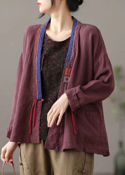 Mulberry Embroideried Patchwork Loose Coat Spring