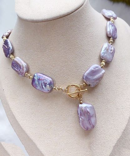 Purple Sterling Silver Overgild Pearl Pendant Necklace