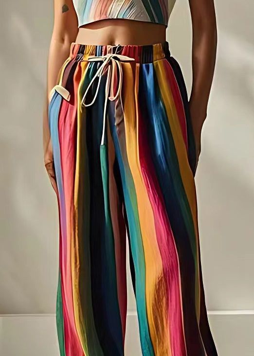 Lace Up Elastic Waist Linen Summer Pants