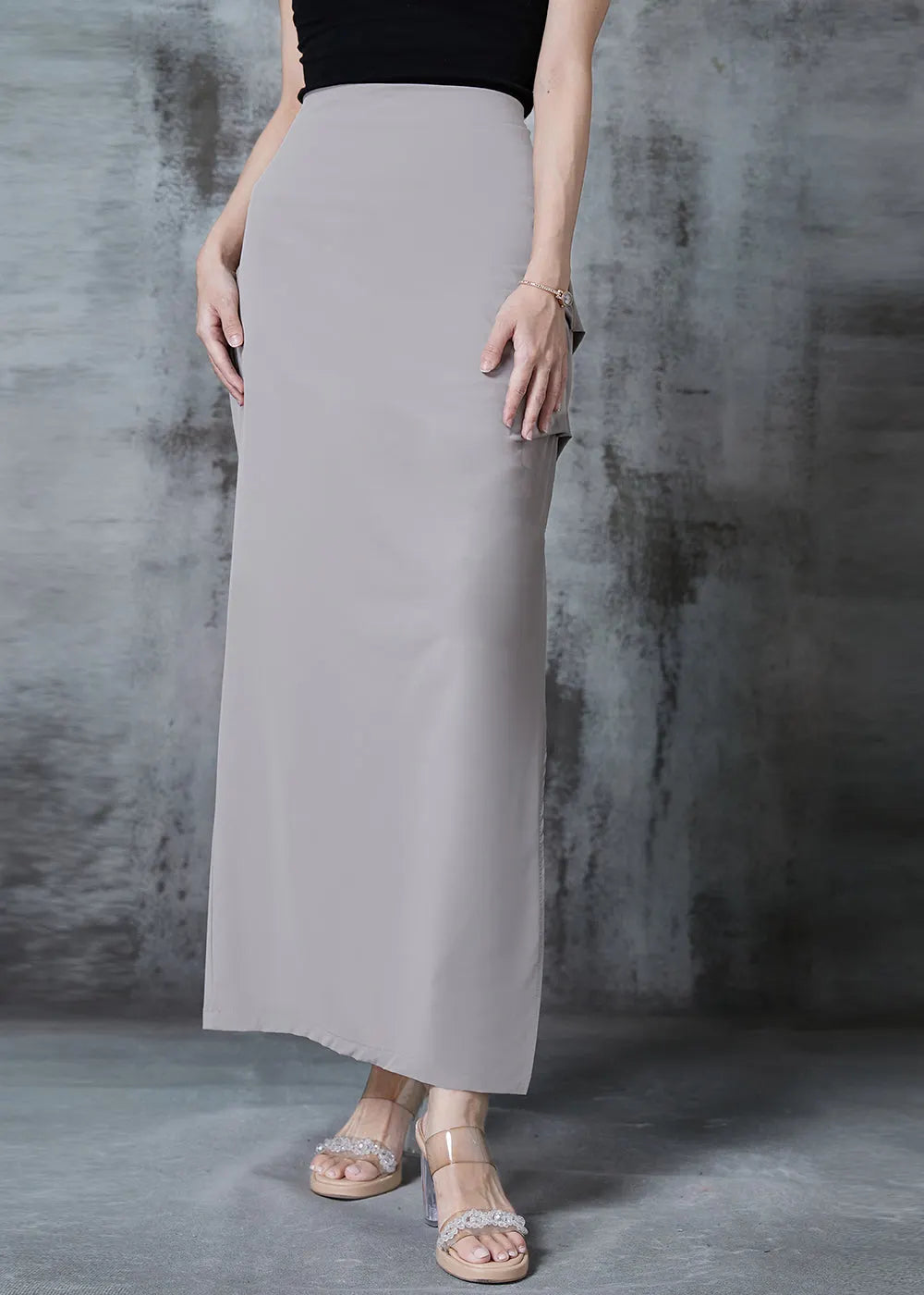 Grey Side Open Silm Fit Spandex Wraped Skirts Fall