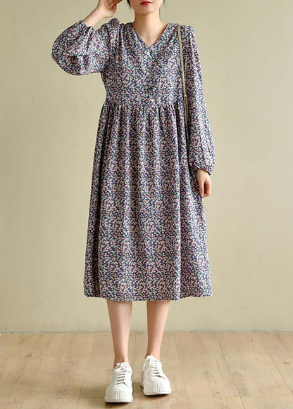 Fine Yellow Green Print Cinched V Neck Vacation Dresses Chiffon Dress