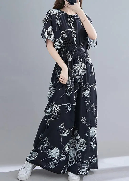 New Black Print Jumpsuit Loose Jumpsuit