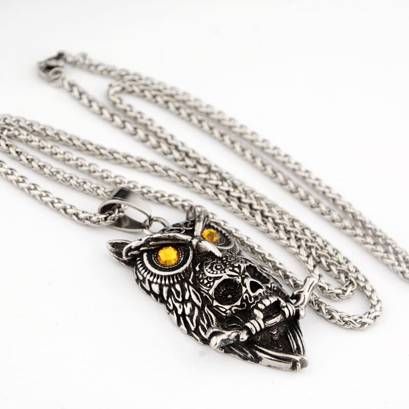 Magickal Wisdom Owl Hedden Skull Necklace