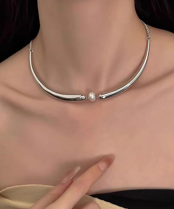Pearl Patchwork Fine Tungsten Steel Choker