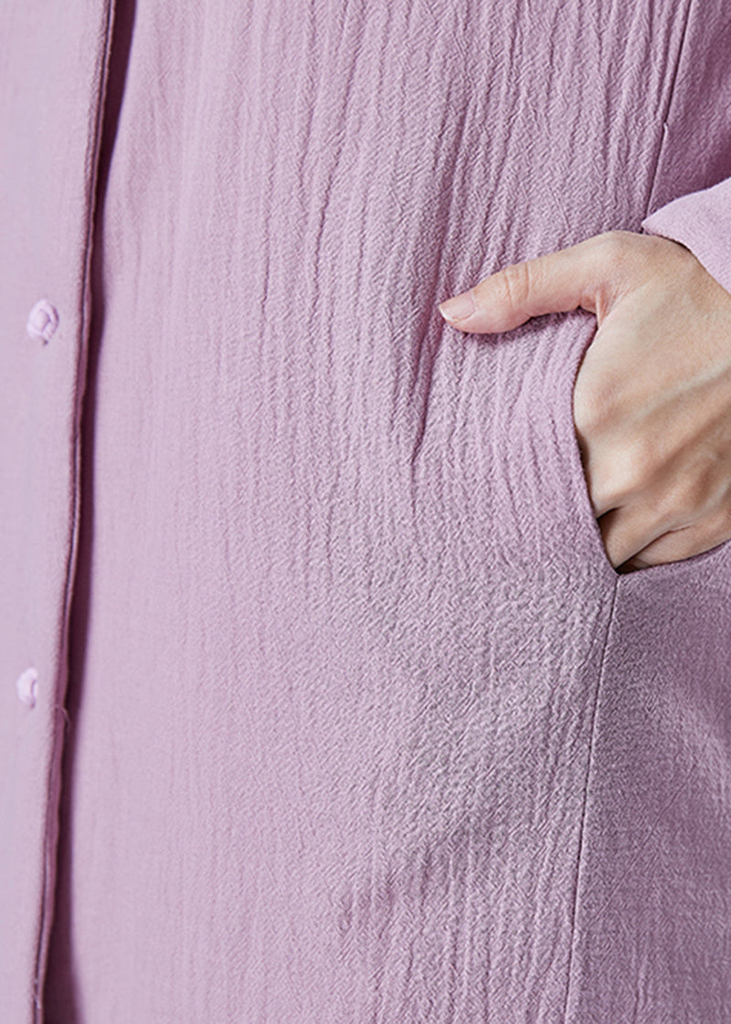 Purple Pockets Thick Fine Cotton Filled Long Coats Winter
