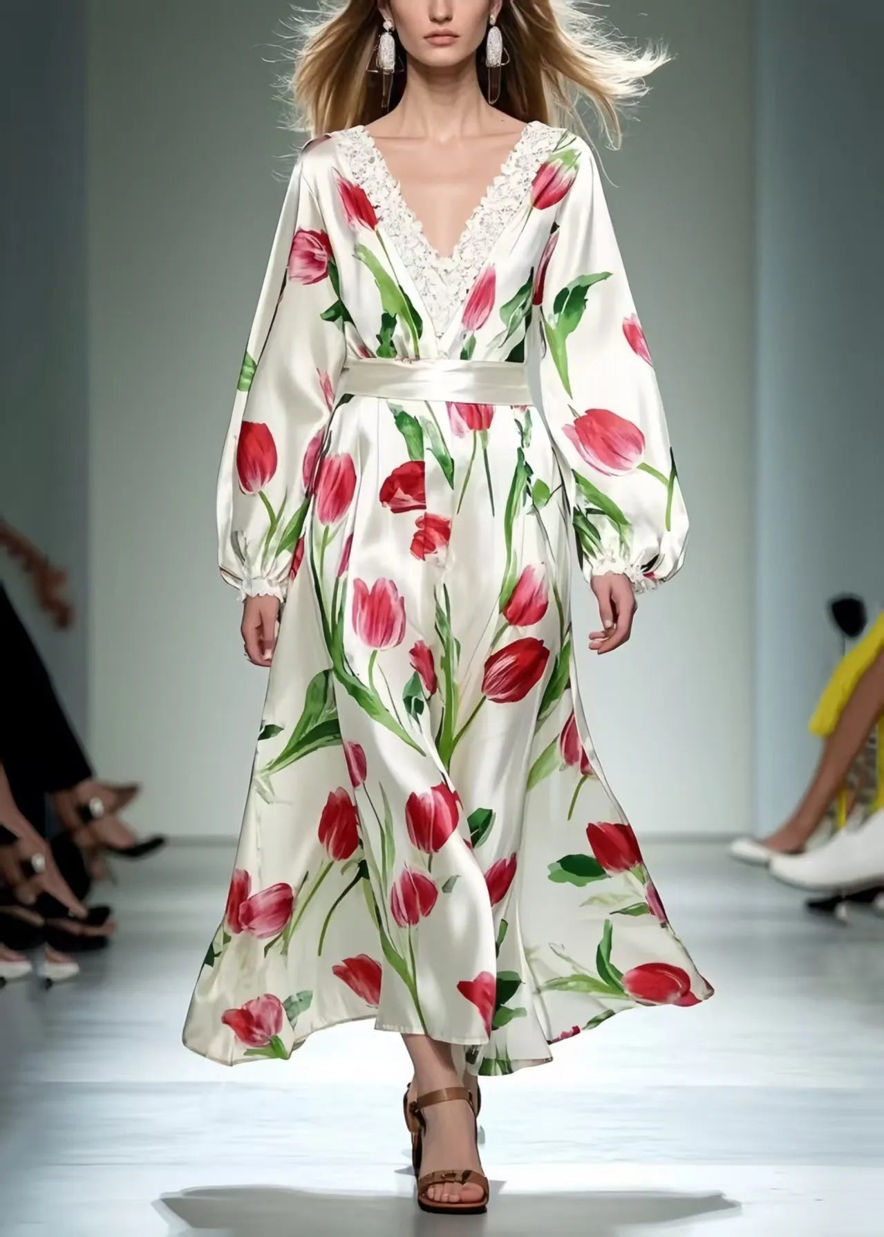 Red Silk Dress Exra Large Hem Spring