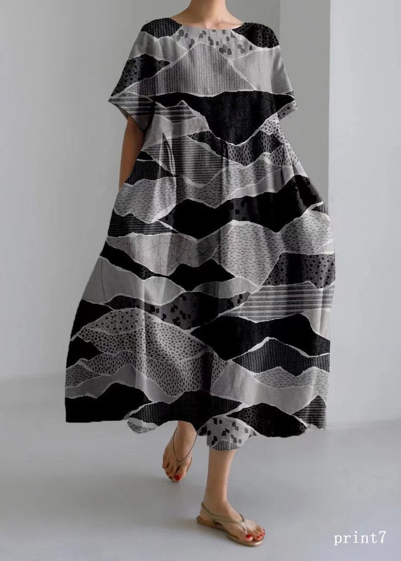 Flower Print11 Cotton Dresses Pockets Patchwork Spring