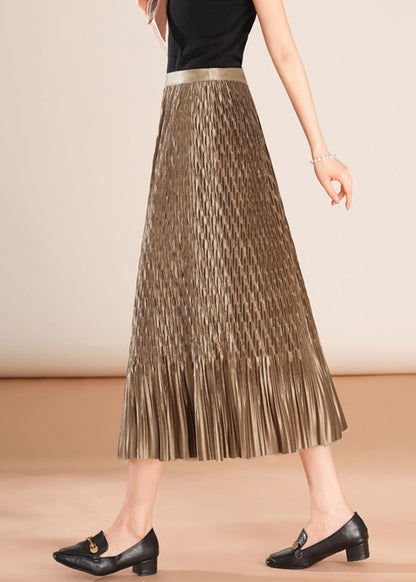 Simple Coffee Wrinkled Wear on Both Sides Tulle Skirt Spring