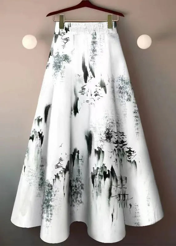 Print High Waist Cotton Skirt Summer