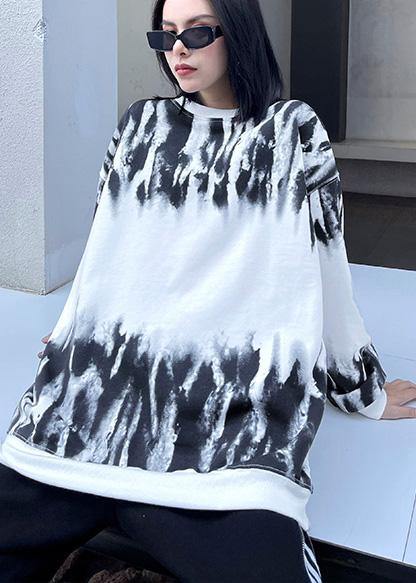 O Neck Spring Tops Design White Print Blouses