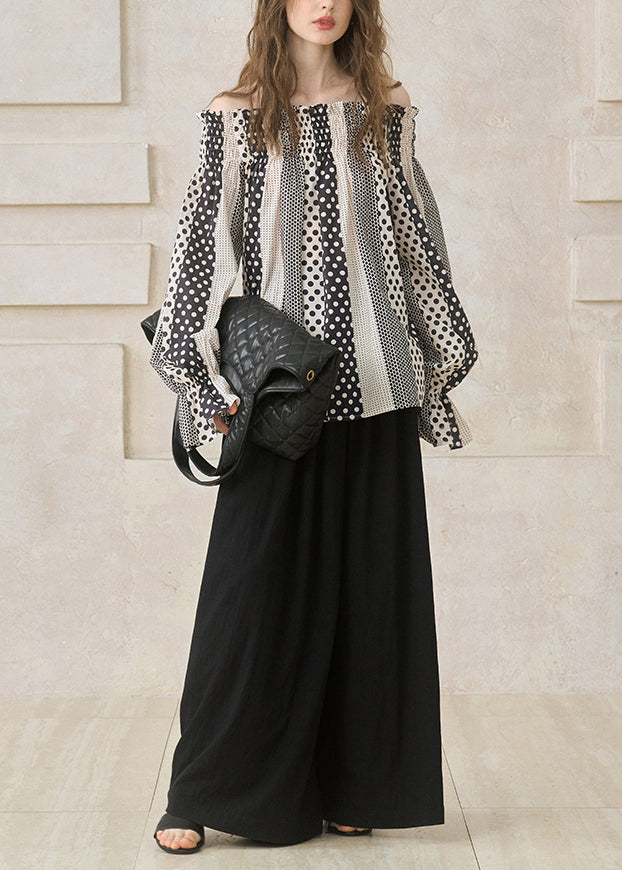 Khaki Cold Shoulder Print Cotton Tops Spring