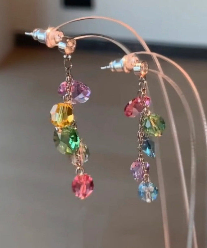 Rainbow Copper Overgild Zircon Tassel Drop Earrings