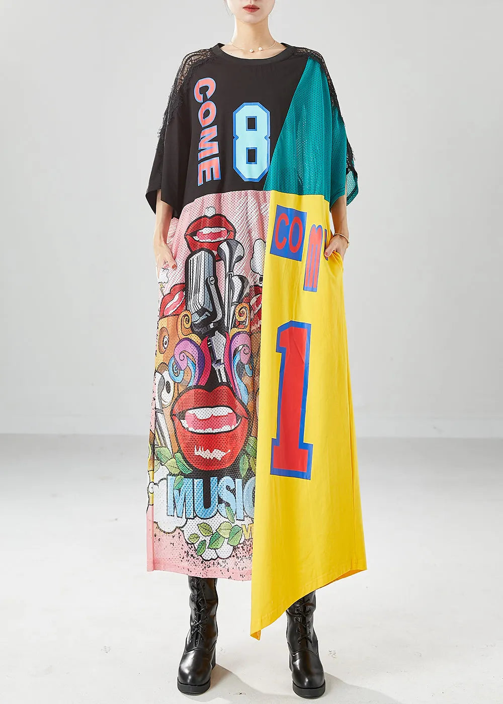 Diy Colorblock Oversized Patchwork Hollow Out Long Dresses Summer