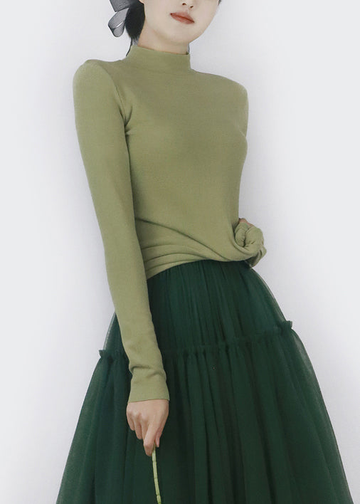 Slim Fit Green Thick T Shirt Tops