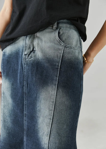 Silm Fit Black High Waist Denim Wraped Skirt Spring