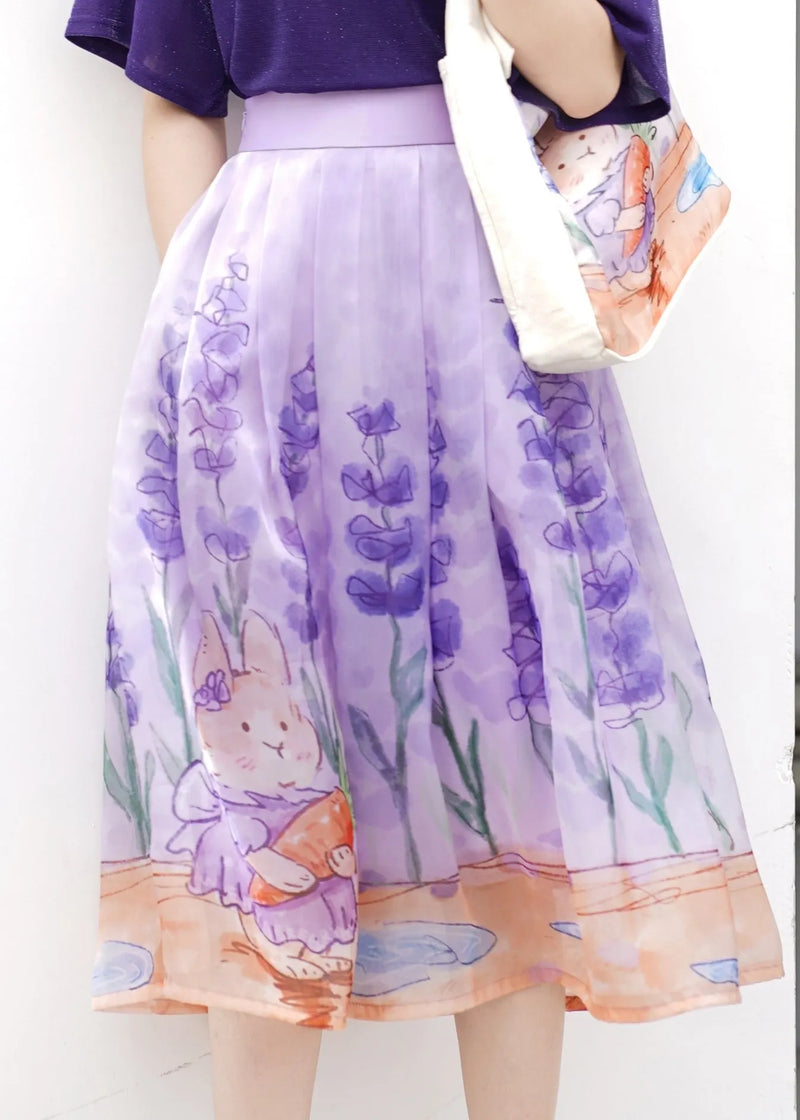 French Purple High Waist Tulle a Line Skirts Summer