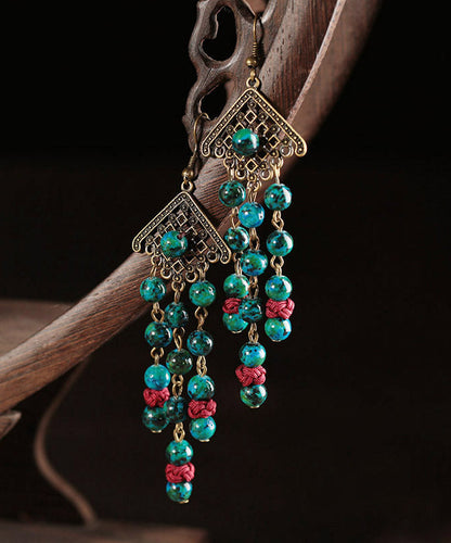 Green Sterling Silver Alloy Gem Stone Drop Earrings