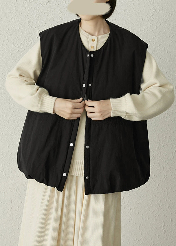 Brick Red Oversized Pockets Fine Cotton Filled Puffers Vests Winter
