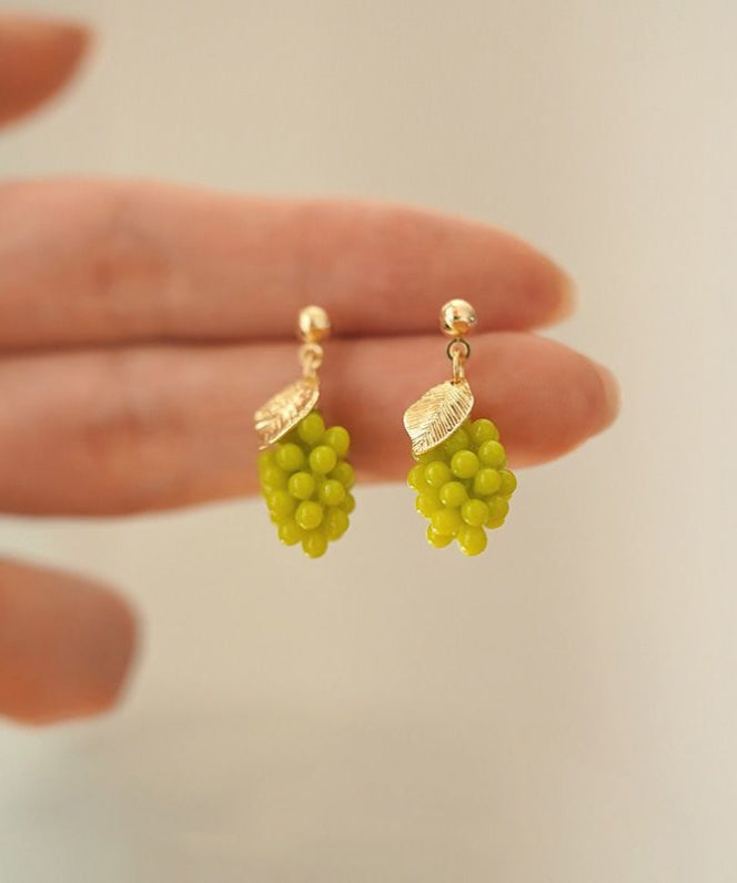 Diy Green Sterling Silver Overgild Grape Drop Earrings