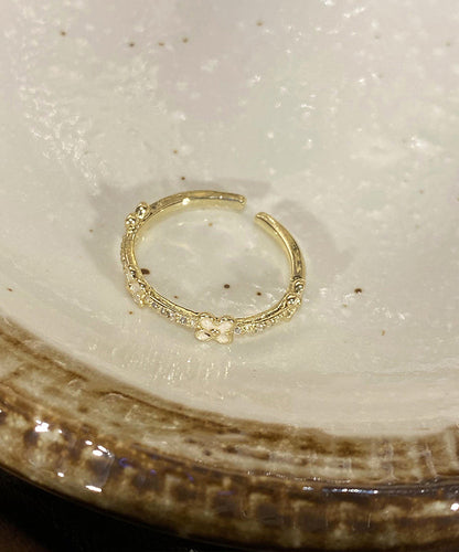 Gold Alloy Zircon Pearl Star Rings Three Piece Set