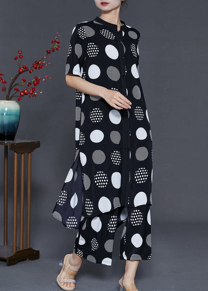 Black Print Draping Chiffon Two Pieces Set Summer