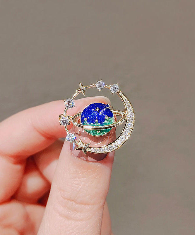 Blue Alloy Zircon Universe Planet Brooches