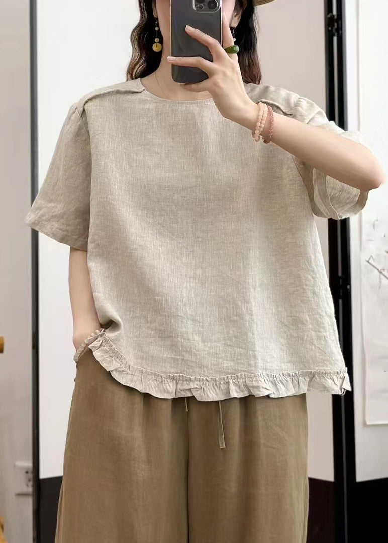 Linen Ruffled Wear on Both Sides Linen Shirt Summer