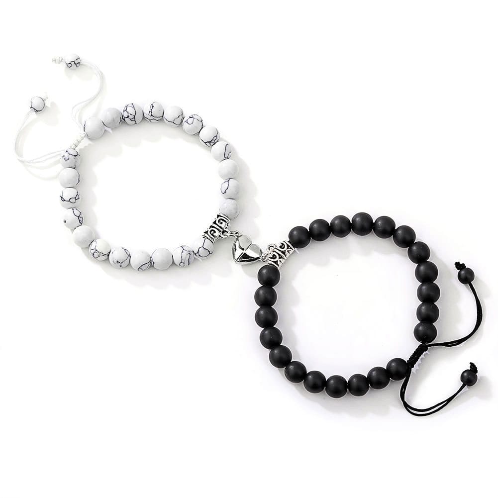 Natural Stone Couple Bracelet Crystal Set (2 Pieces)