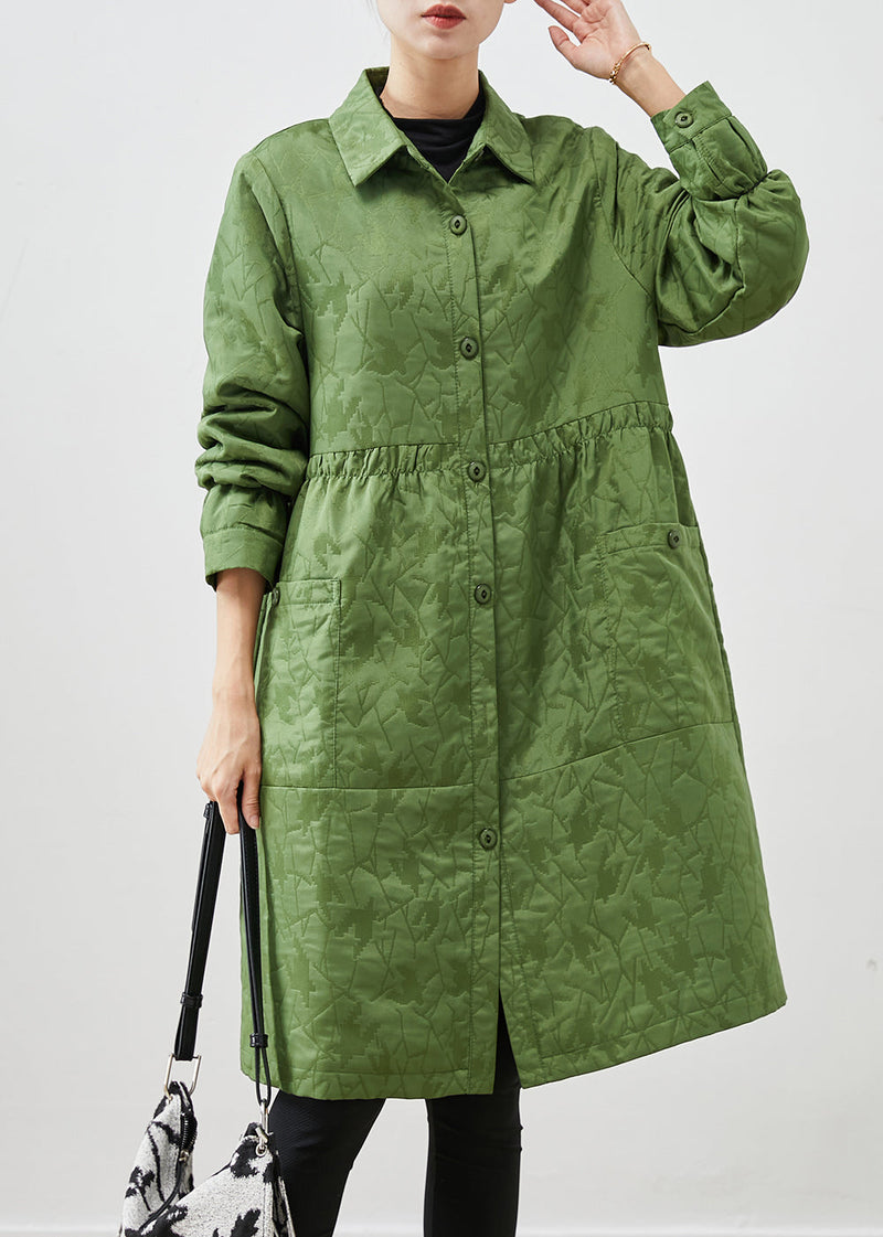 Grass Green Oversized Patchwork Fine Cotton Filled Coats Winter