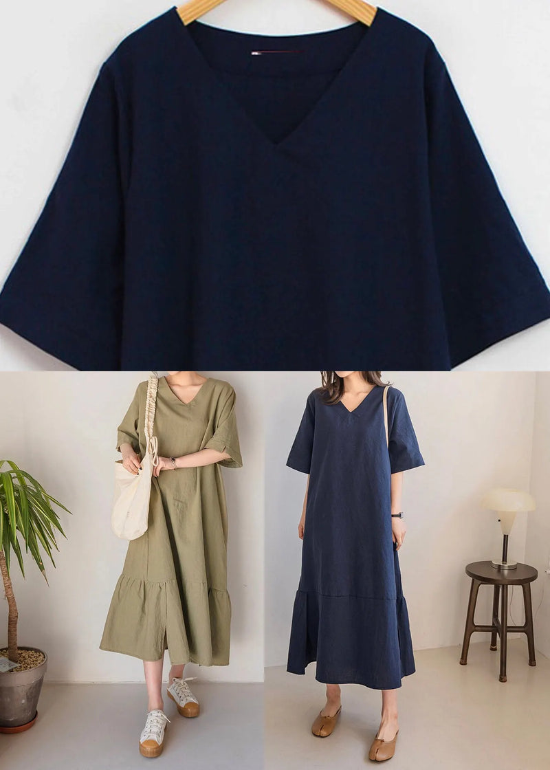 Light Green O-neck Patchwork Long Dresses Summer