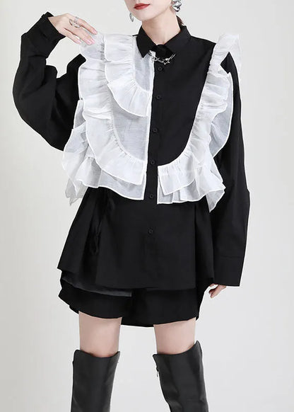 Royal Blue Ruffles Asymmetrical Shirt Dress-limited Stock