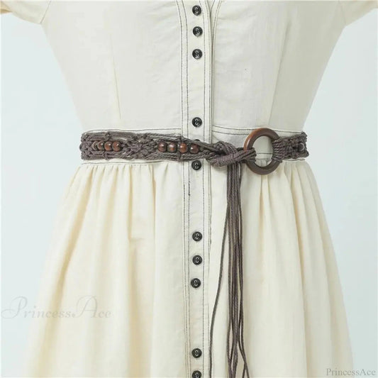 Dark Beach Plaited Waist Cord Belt