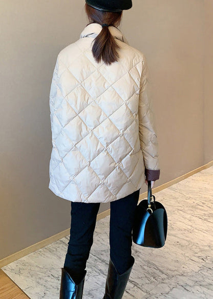 Black Pockets Patchwork Duck Down Puffers Jackets Winter