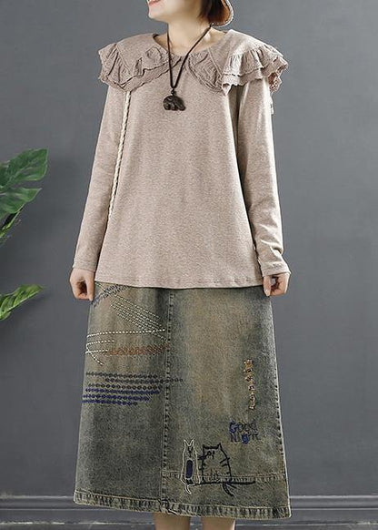 French Peter Pan Collar Blouses for Design Chocolate Shirts
