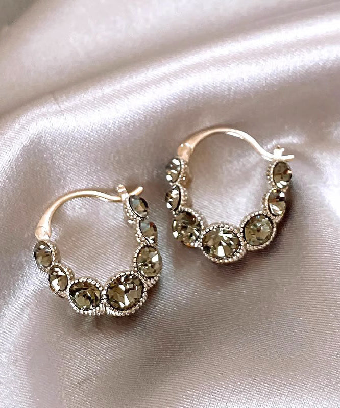 Boutique Copper Alloy Zircon Hoop Earrings