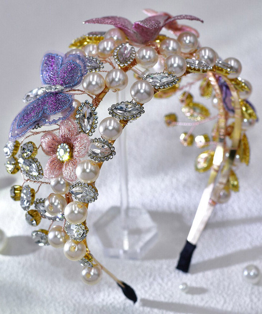 Art Multicolor Zircon Crystal Pearl Hairpiece