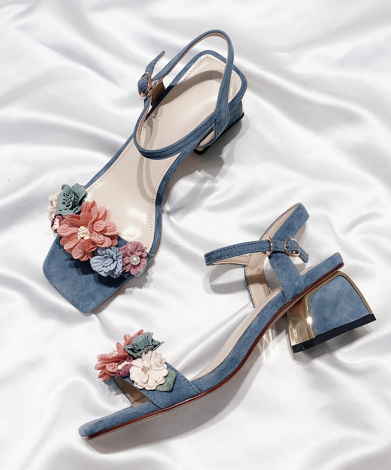 Classy Apricot Buckle Strap Chunky Heel Sandals Peep Toe