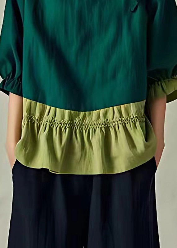 Green Patchwork T Shirts Summer